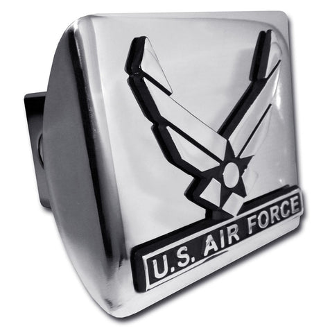 Air Force (Wings) ALL METAL Shiny Chrome Hitch Cover