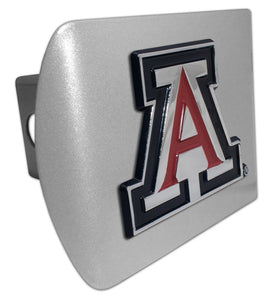 University of Arizona A Red Emblem on Brushed Metal Hitch Cover
