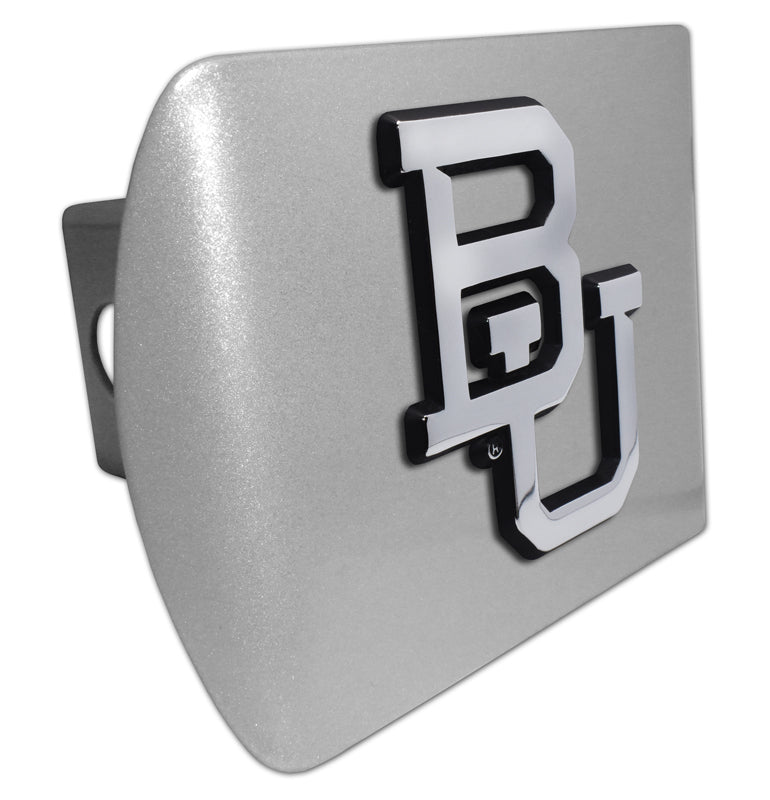 Baylor University Emblem on Brushed Metal Hitch Cover