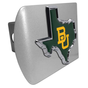 Baylor University Texas Shape Color Emblem on Brushed Metal Hitch Cover