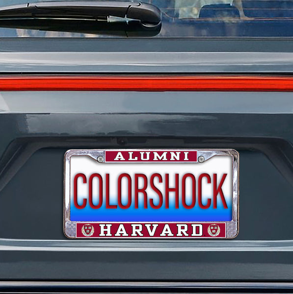 Harvard University Alumni On Red Background Chrome License Plate Frame