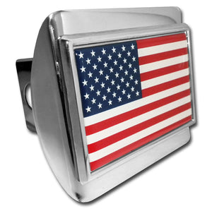 American Flag Chrome Hitch Cover