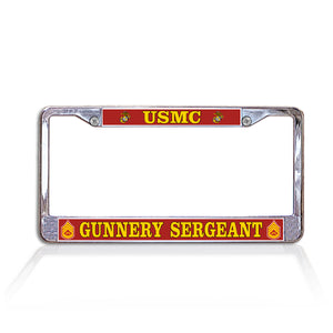 USMC Gunnery Sergeant Chrome License Plate Frame