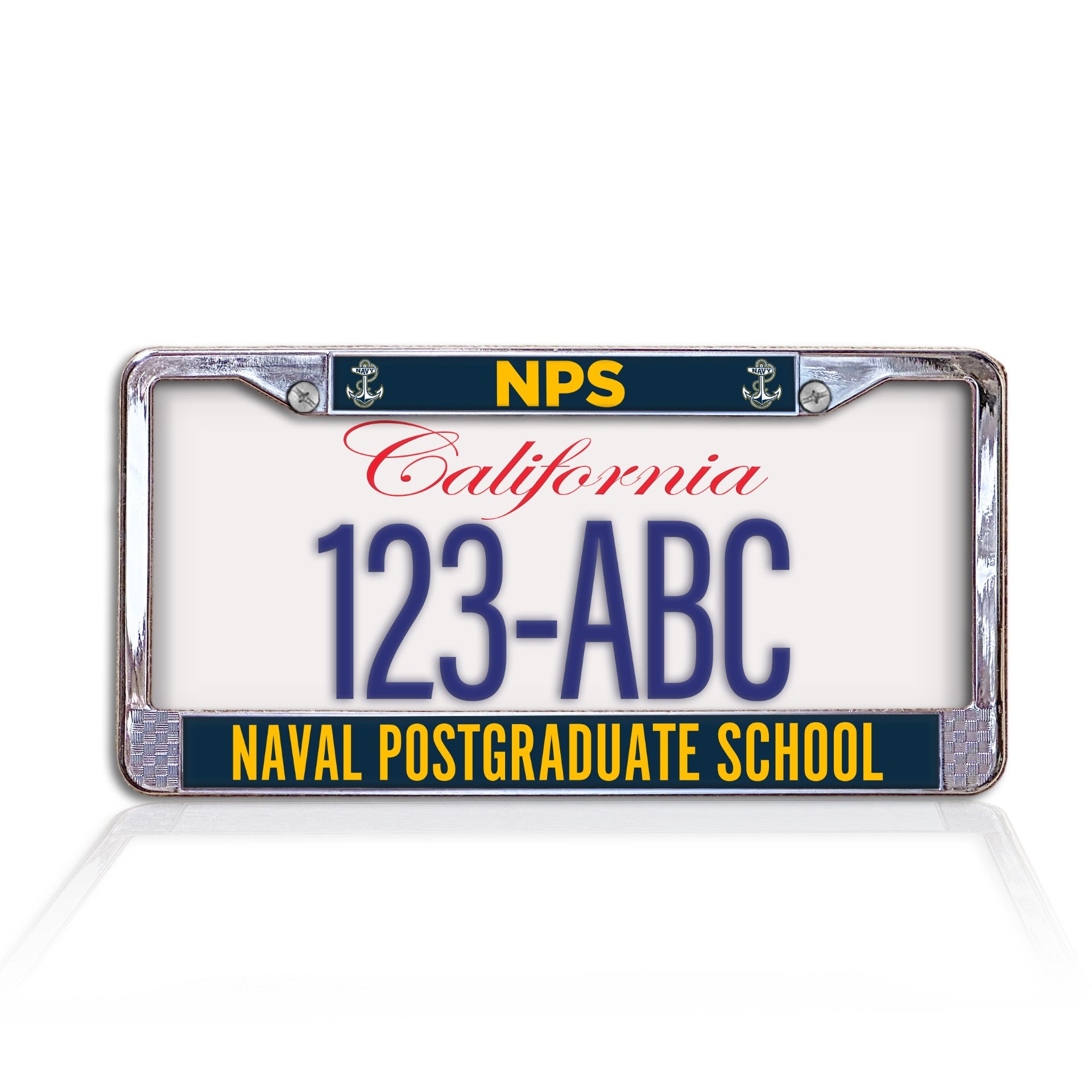 Naval Postgraduate School NPS Chrome License Plate Frame