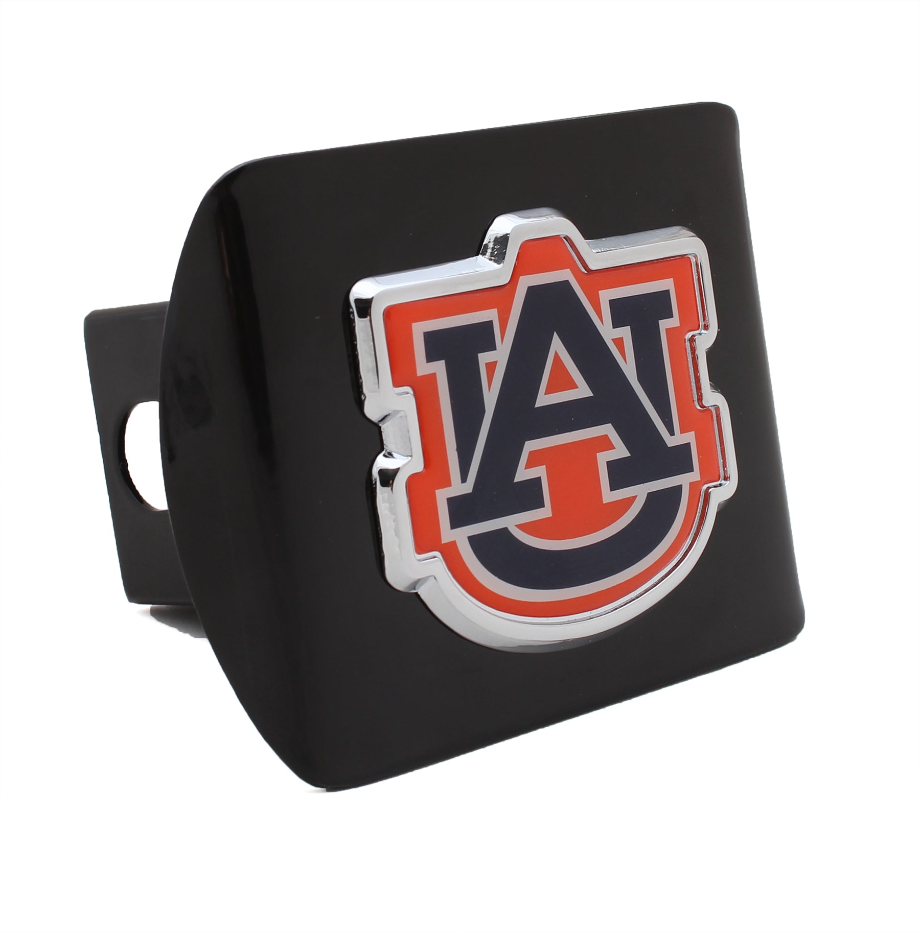 Auburn Tigers Colors on Black Metal Hitch Cover