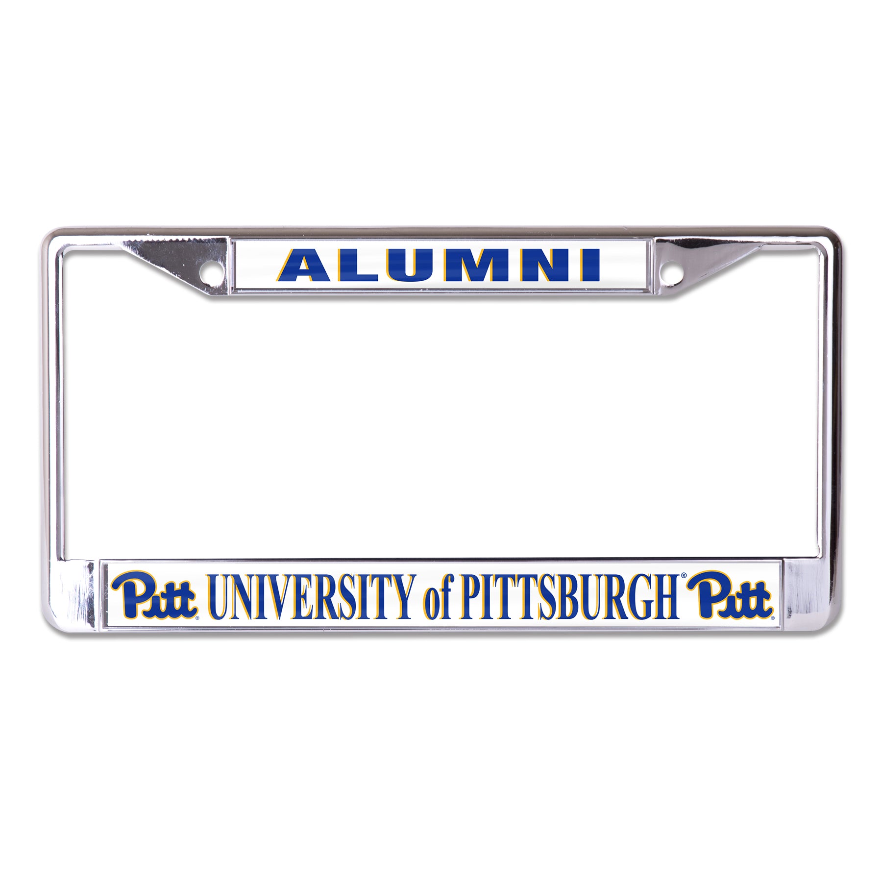 University of Pittsburgh Alumni On White Chrome License Plate Frame