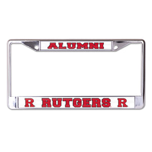 Rutgers University Alumni On White Chrome License Plate Frame
