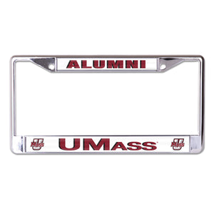 University of Massachusetts Amherst Alumni On White Chrome License Plate Frame