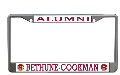 Bethune-Cookman University Alumni On White Chrome License Plate Frame