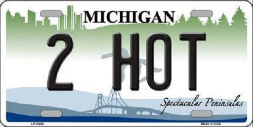 2 Hot Michigan Novelty Metal License Plate