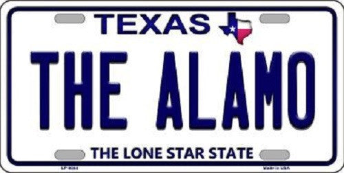 Alamo Texas Background Novelty Metal License Plate