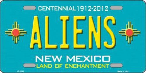 Aliens New Mexico Teal Novelty Metal License Plate