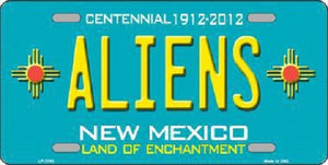 Aliens New Mexico Teal Novelty Metal License Plate