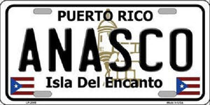 Anasco Puerto Rico Metal Novelty License Plate