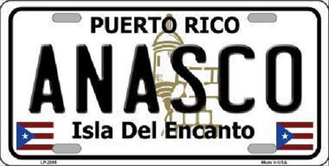 Anasco Puerto Rico Metal Novelty License Plate
