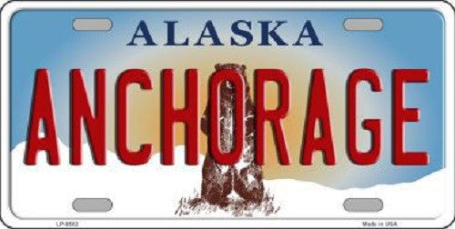 Anchorage Alaska State Background Novelty Metal License Plate