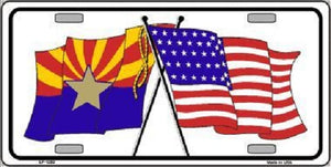 Arizona American Crossed Flags Novelty Metal License Plate