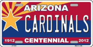 Arizona Centennial Cardinals Metal Novelty License Plate