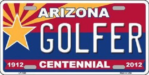 Arizona Centennial Golfer Metal Novelty License Plate
