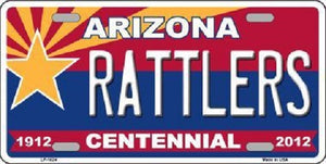 Arizona Centennial Rattlers Metal Novelty License Plate