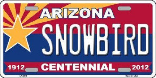 Arizona Centennial Snowbird Novelty Metal License Plate