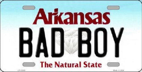 Bad Boy Arkansas Background Novelty Metal License Plate