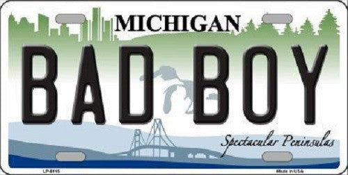 Bad Boy Michigan Metal Novelty License Plate