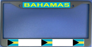 Bahamas Flag Black Chrome License Plate Frame