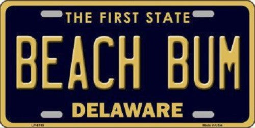 Beach Bum Delaware Novelty Metal License Plate