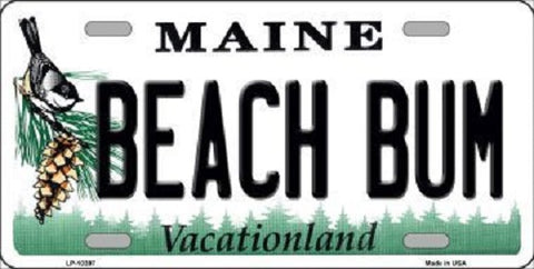Beach Bum Maine Metal Novelty License Plate