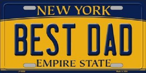 Best Dad New York Background Novelty Metal License Plate