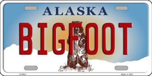 Bigfoot Alaska State Background Novelty Metal License Plate