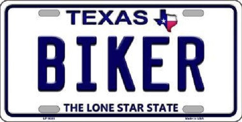 Biker Texas Background Novelty Metal License Plate