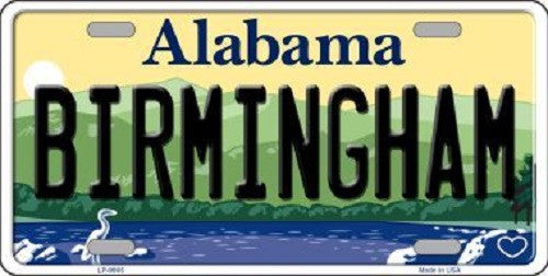 Birmingham Alabama Background Novelty Metal License Plate