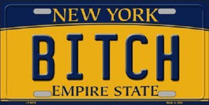 Bitch New York Background Novelty Metal License Plate
