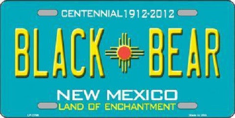 Black Bear New Mexico Teal Novelty Metal License Plate