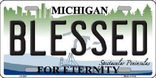 Blessed Michigan State Metal Novelty License Plate