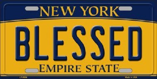 Blessed New York Background Novelty Metal License Plate