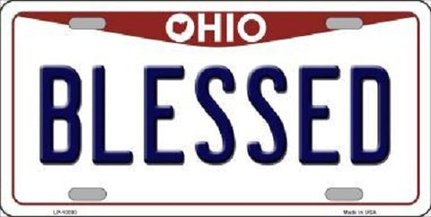 Blessed Ohio Background Novelty Metal License Plate