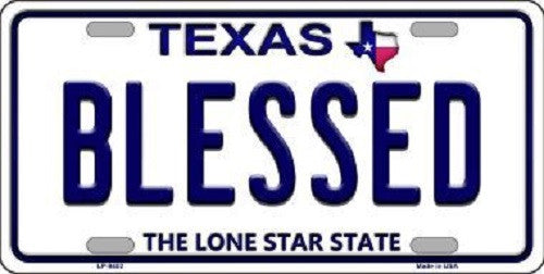 Blessed Texas Background Novelty Metal License Plate