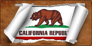 California Flag Scroll Novelty Metal License Plate