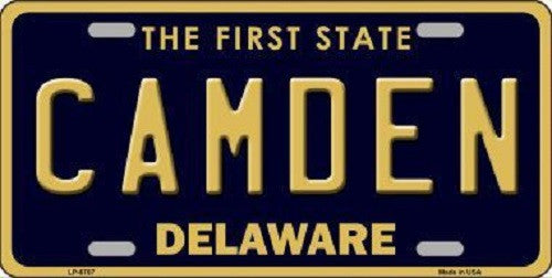 Camden Delaware Novelty Metal License Plate