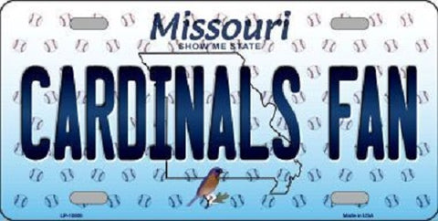 Cardinals Fan Missouri Background Novelty Metal License Plate