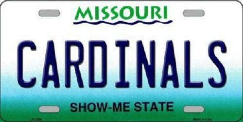 Cardinals Missouri State Novelty Metal License Plate