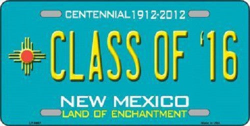 Class of '16 New Mexico Novelty Metal License Plate