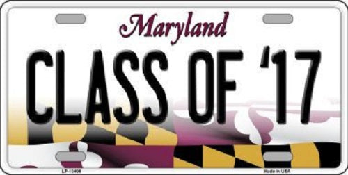 Class of '17 Maryland Metal Novelty License Plate
