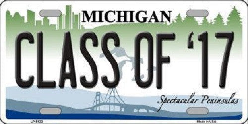 Class of '17 Michigan Metal Novelty License Plate