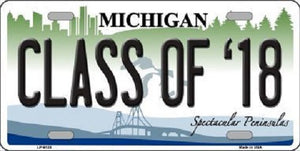 Class of 18 Michigan Metal Novelty License Plate