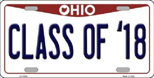 Class of '18 Ohio Background Novelty Metal License Plate