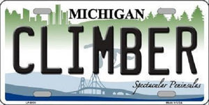 Climber Michigan Metal Novelty License Plate